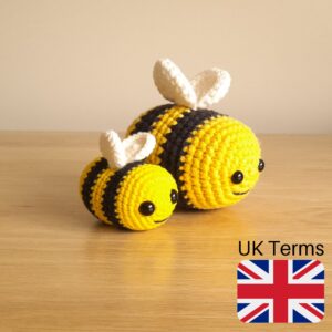 Crochet Bumble Bee Pattern PDF, 2 Sizes! UK Terms
