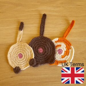 Crochet Pattern Cat Butt Coasters, UK Terms