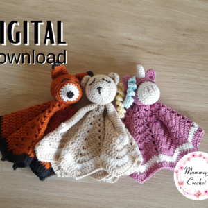Crochet Lovey 3 Pack, Crochet Fox Lovey, Crochet Bear Lovey, Crochet Unicorn Lovey