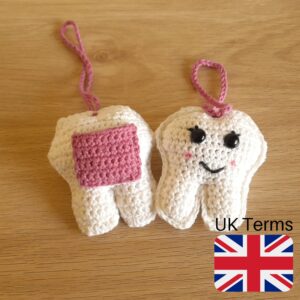 Crochet Tooth Pillow Pattern, UK Terms
