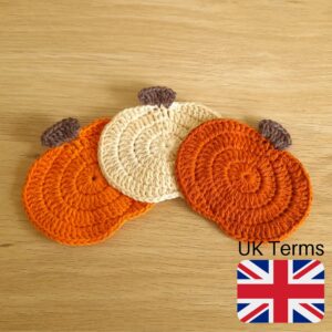 Crochet Pumpkin Coasters, UK Terms