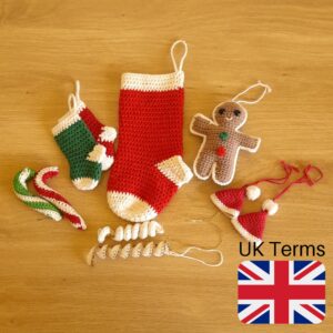 Crochet Christmas Ornaments Set, UK Terms