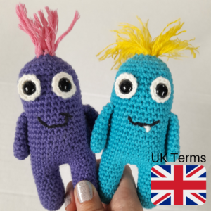 Crochet Worry Monster Pattern PDF UK Terms